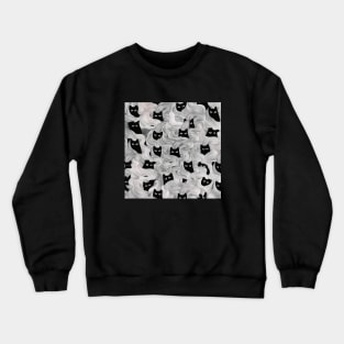 Black and White Liquid Cats Pattern Crewneck Sweatshirt